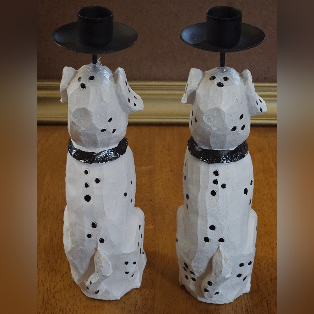 Dalmatian Dog Candle Holders - Black and White - Picture 3 of 9